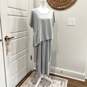 NWT Soft Surroundings Mykonos Layered Midi Dress Pearl Blue Gray Medium M
